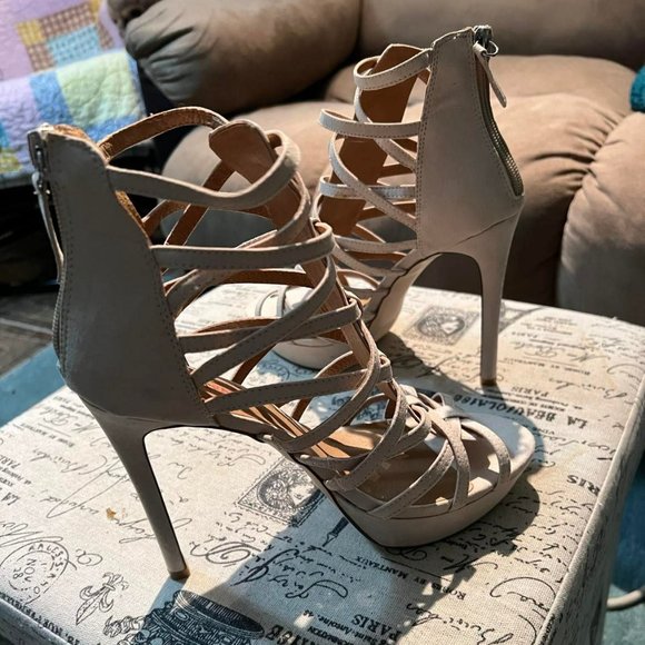 Beige Sandal Style High Heels - Roman Look - Picture 5 of 6